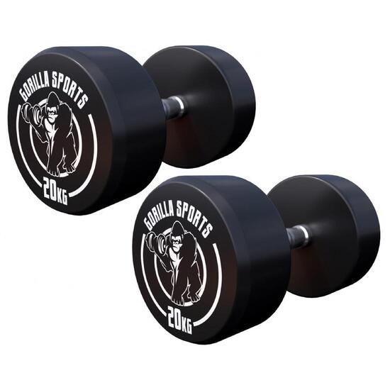 Zestaw hantli treningowych Gorilla Sports gumowane stałe 2x20 kg