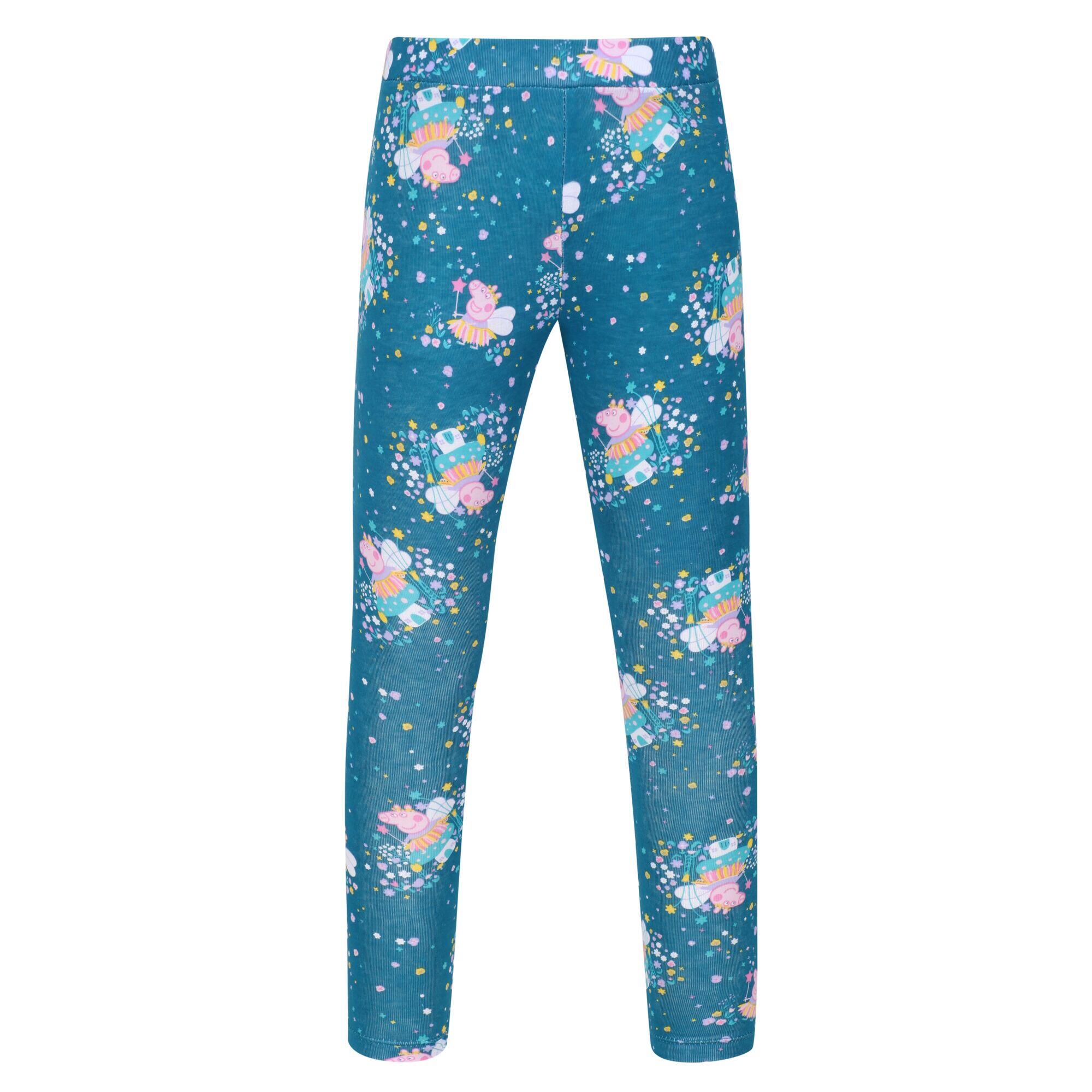 Peppa Pig Kids' Hiking Cotton Leggings - Teal/Lilac 3/4