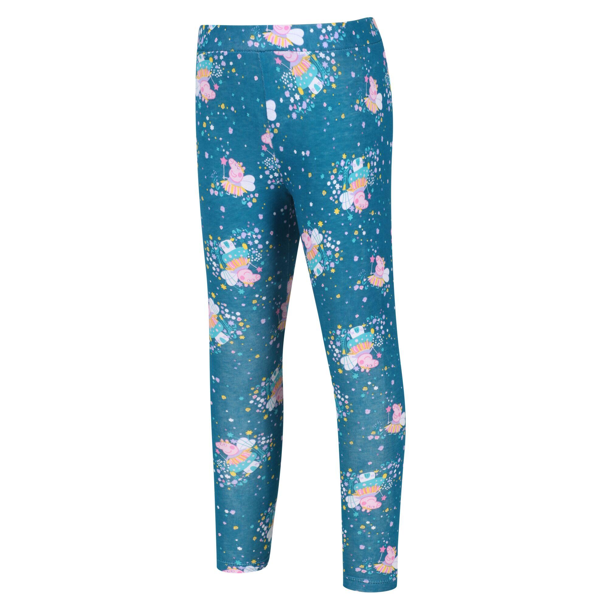 Peppa Pig Kids' Hiking Cotton Leggings - Teal/Lilac 1/4