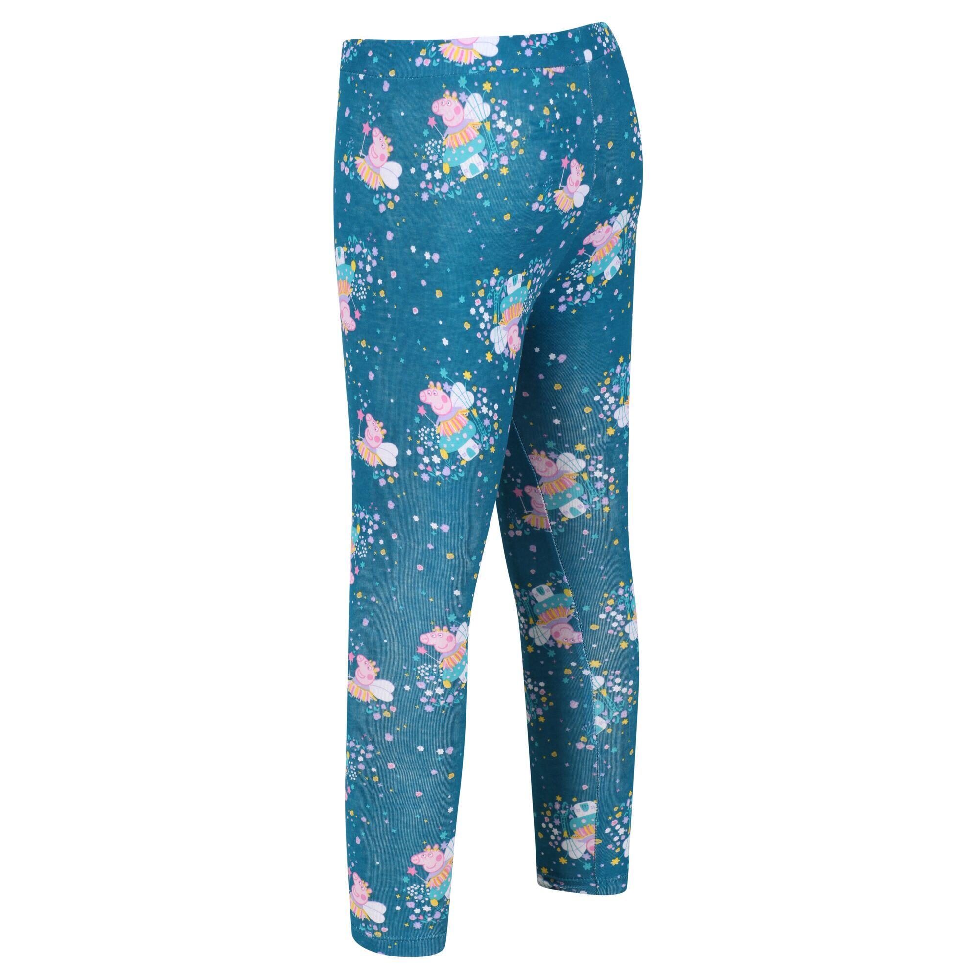 Peppa Pig Kids' Hiking Cotton Leggings - Teal/Lilac 2/4