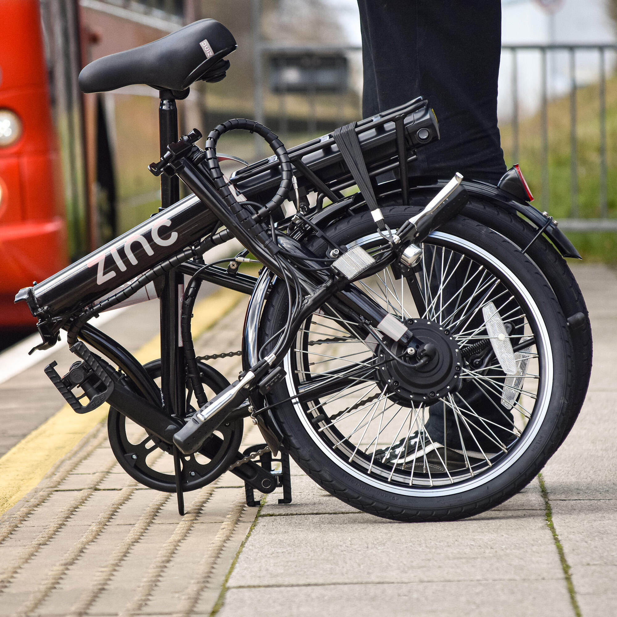 ELECTRIC WATER PROOF WIND BRAKER E24ブラック Zinc Folding Electric Eco Pro Bike | Decathlon