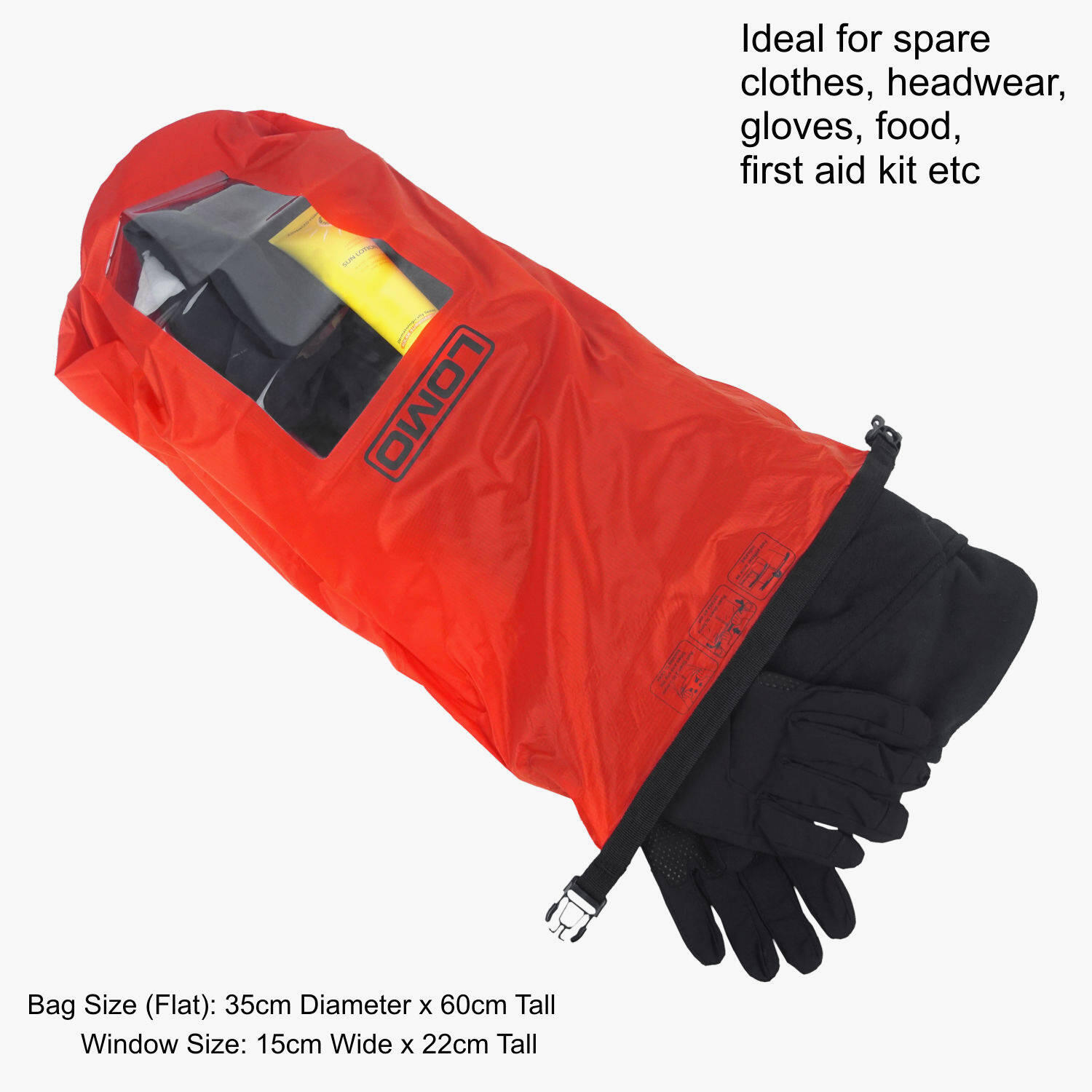 Lomo Ultra Light Weight Dry Bag 20L Red With Window 3/5