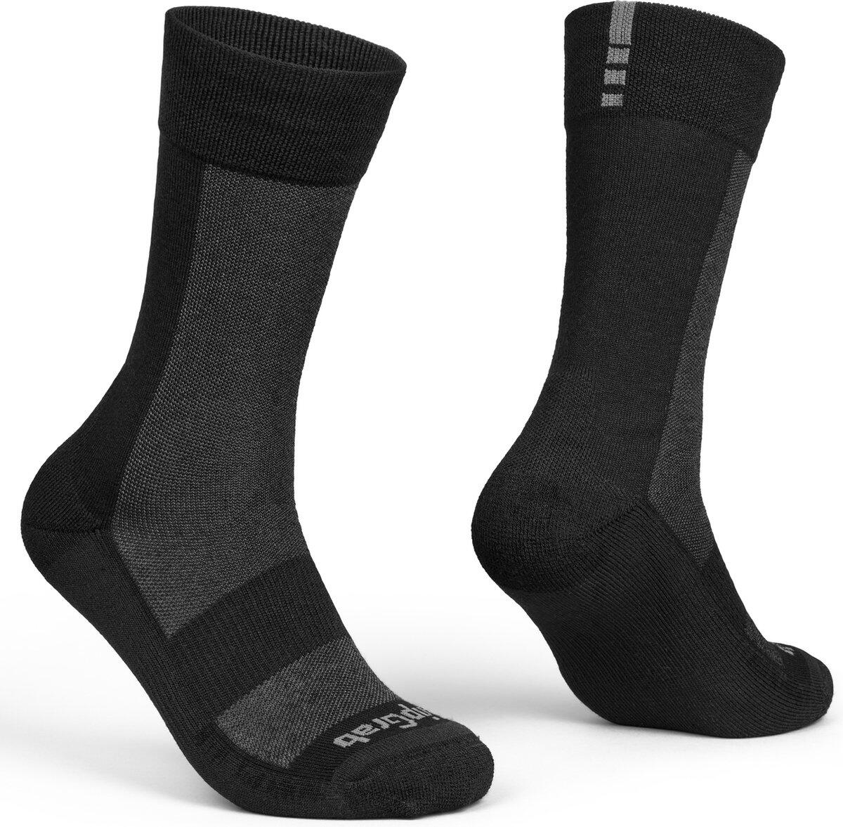 GRIPGRAB Fahrradsocken Winter Hochschnitt  - Alpine Merino Schwarz