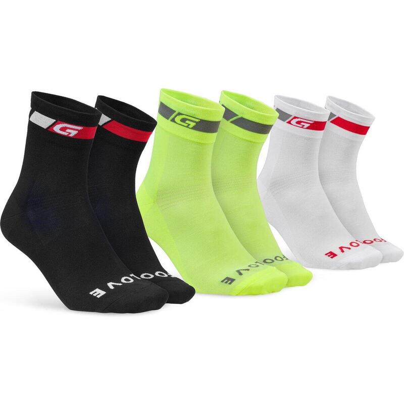 Chaussettes vélo 3-Pack Tricolore Regular Cut