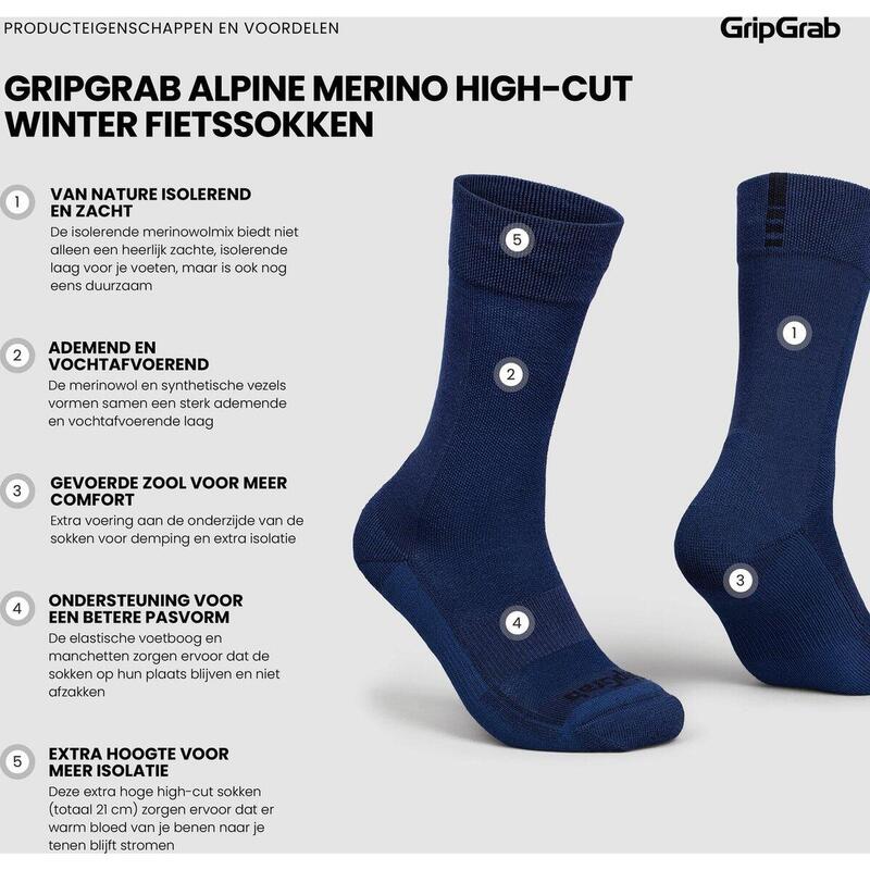 Chaussettes vélo d'hiver Alpine Merino High Cut navy