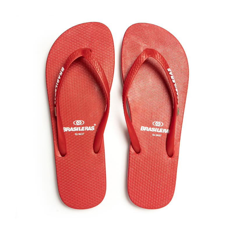 Vrouwen Brasilerase Teenslippers Rood Met Slip-Resistente Rubberen Zool