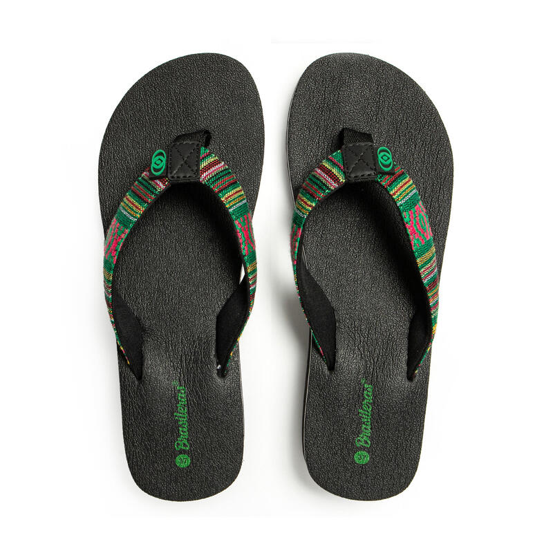 Vrouwen Brasilerase teenslippers groen met antislipzool