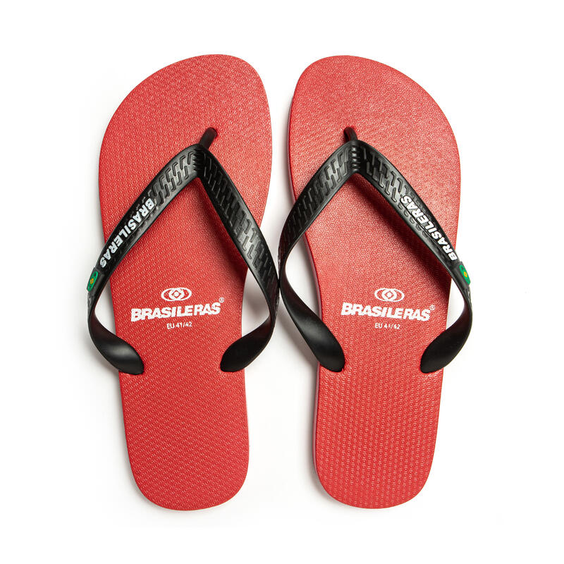 Chanclas Dedo Brasileras De Hombre Rojo Y Negro Suela Antideslizante