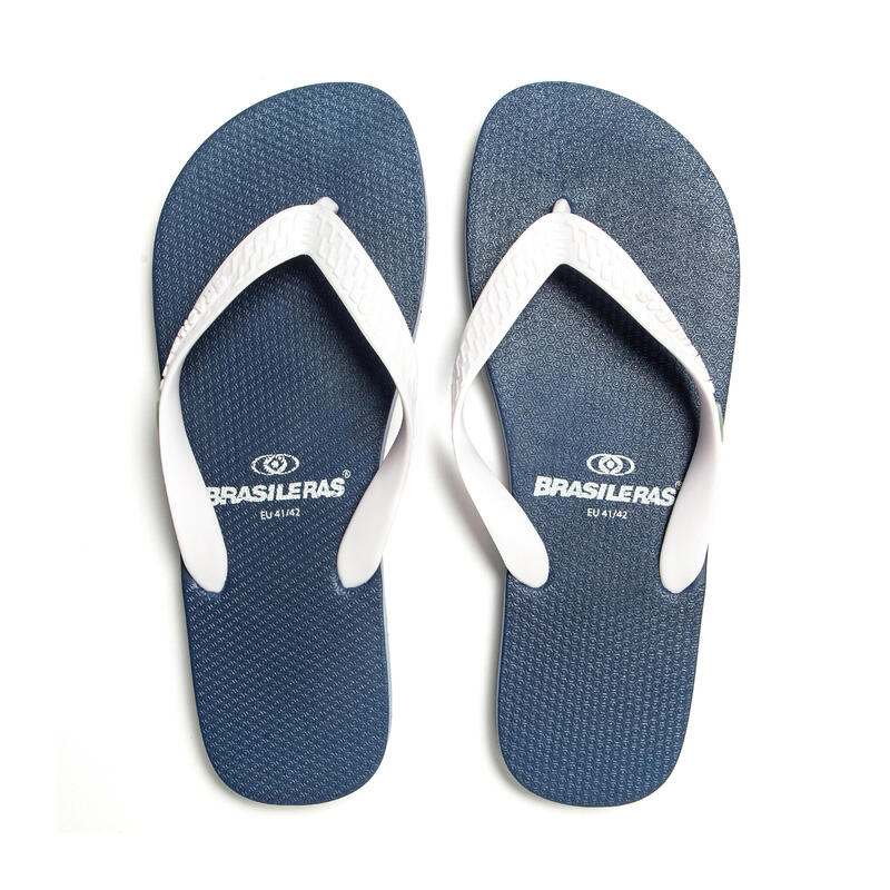 Mannen Brasilerase Teenslippers Blauw en Wit met antislipzool