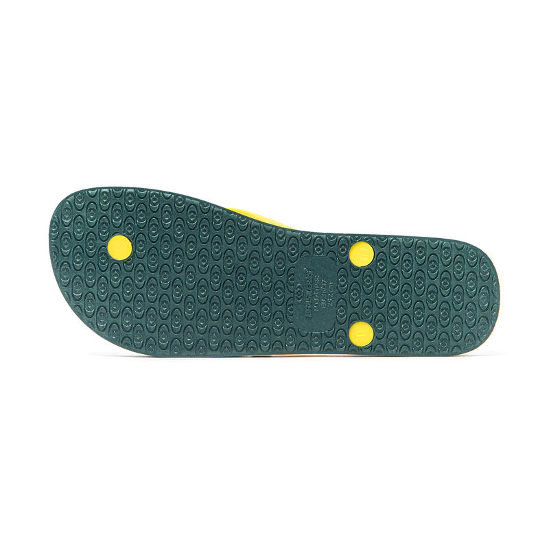 Vrouwen Brasilerase teenslippers groen en geel met antislipzool