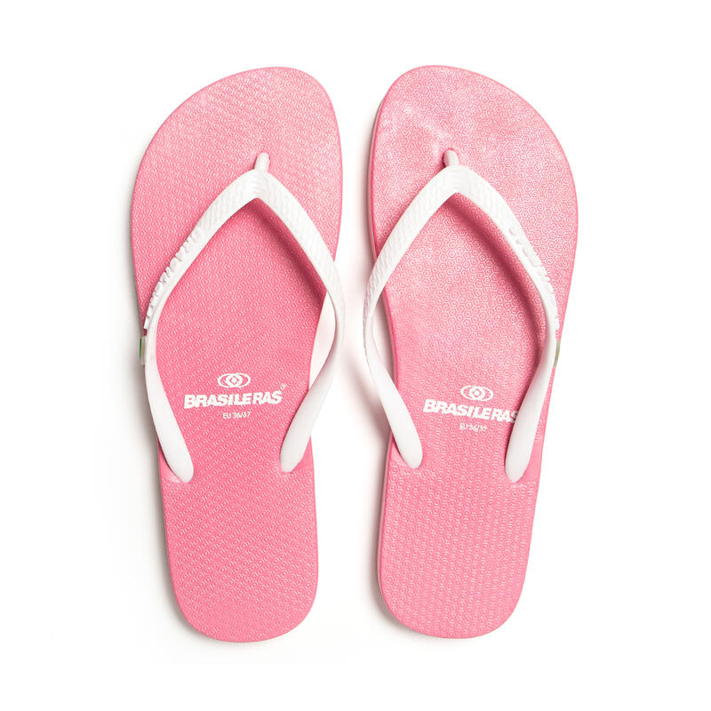 BRASILERAS Toe Flip Flops für Frauen in Rosa und Weiß mit rutschfester Sohle