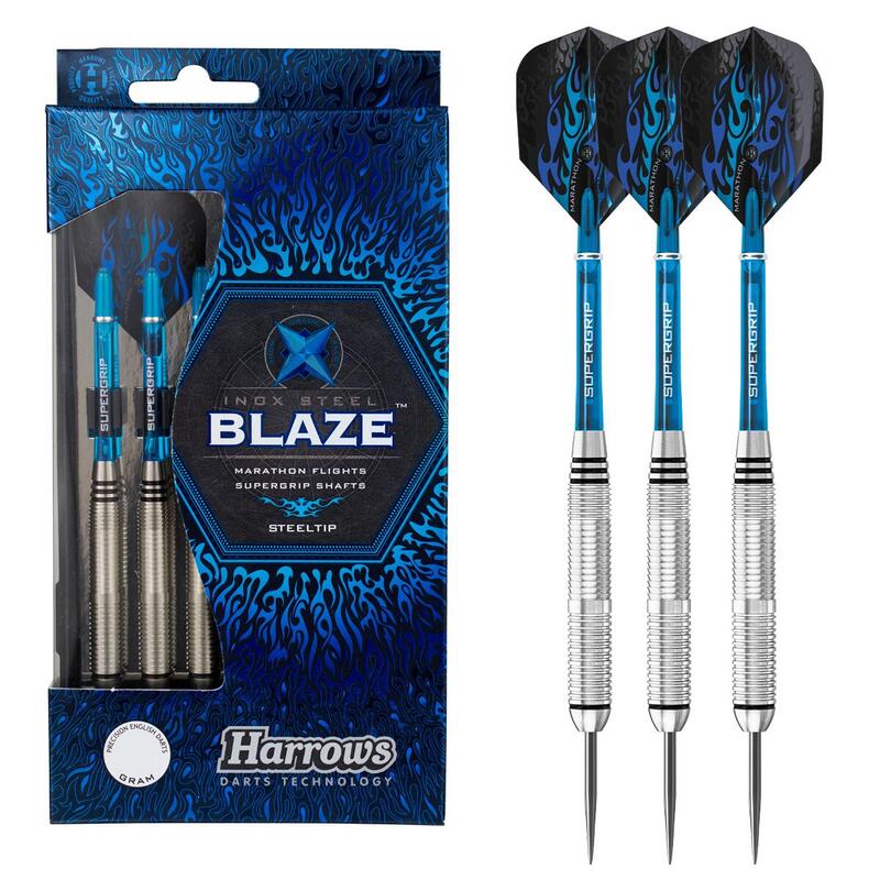 Harrows dartpijlen Blaze Inox Steel steeltip blauw gewicht 22