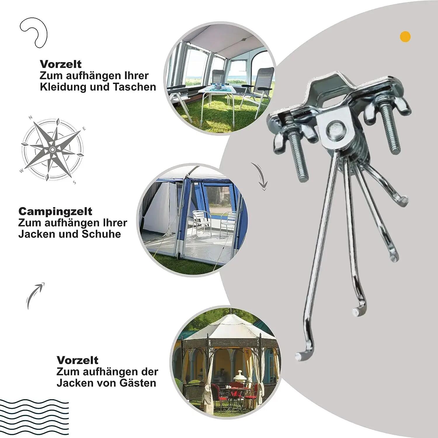 Kleiderhaken für Camping Zelt Haken für Garderobe Wohnwagen Zeltgestänge 4/5