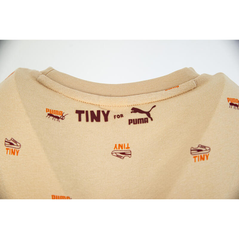 Camiseta Puma Tiny X Aop Crew Neck, Beige, Niños