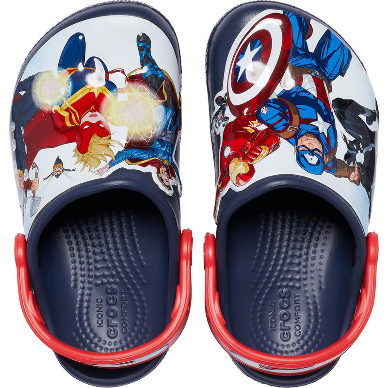 Slapi copii Crocs Fun Lab Avengers Patch, Albastru