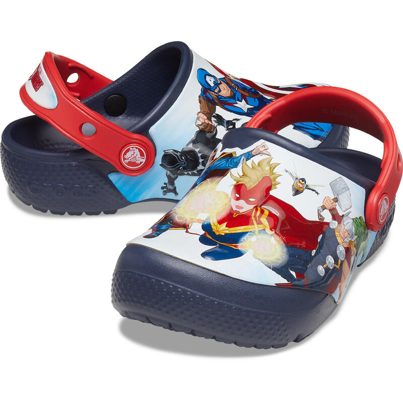 Slapi copii Crocs Fun Lab Avengers Patch, Albastru