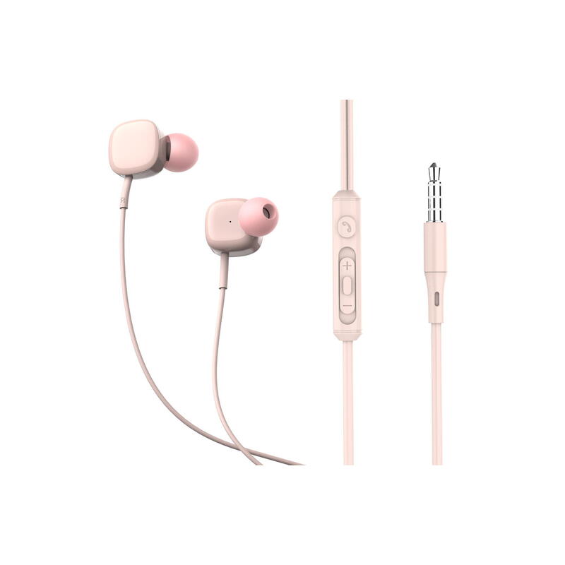 Casti in-ear cu fir Basic Sigma, microfon, roz