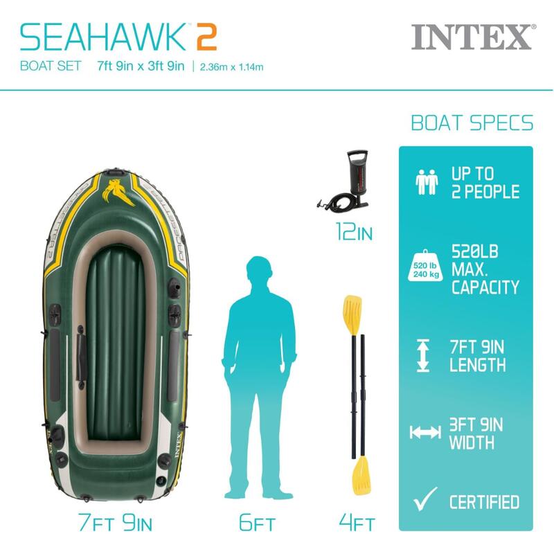 Bateau pneumatique avec accessoires - 2 personnes - Seahawk 2 - 236 x114 CM