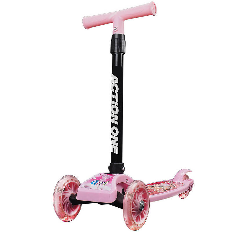 Trotineta Funride cu roti luminoase, roz