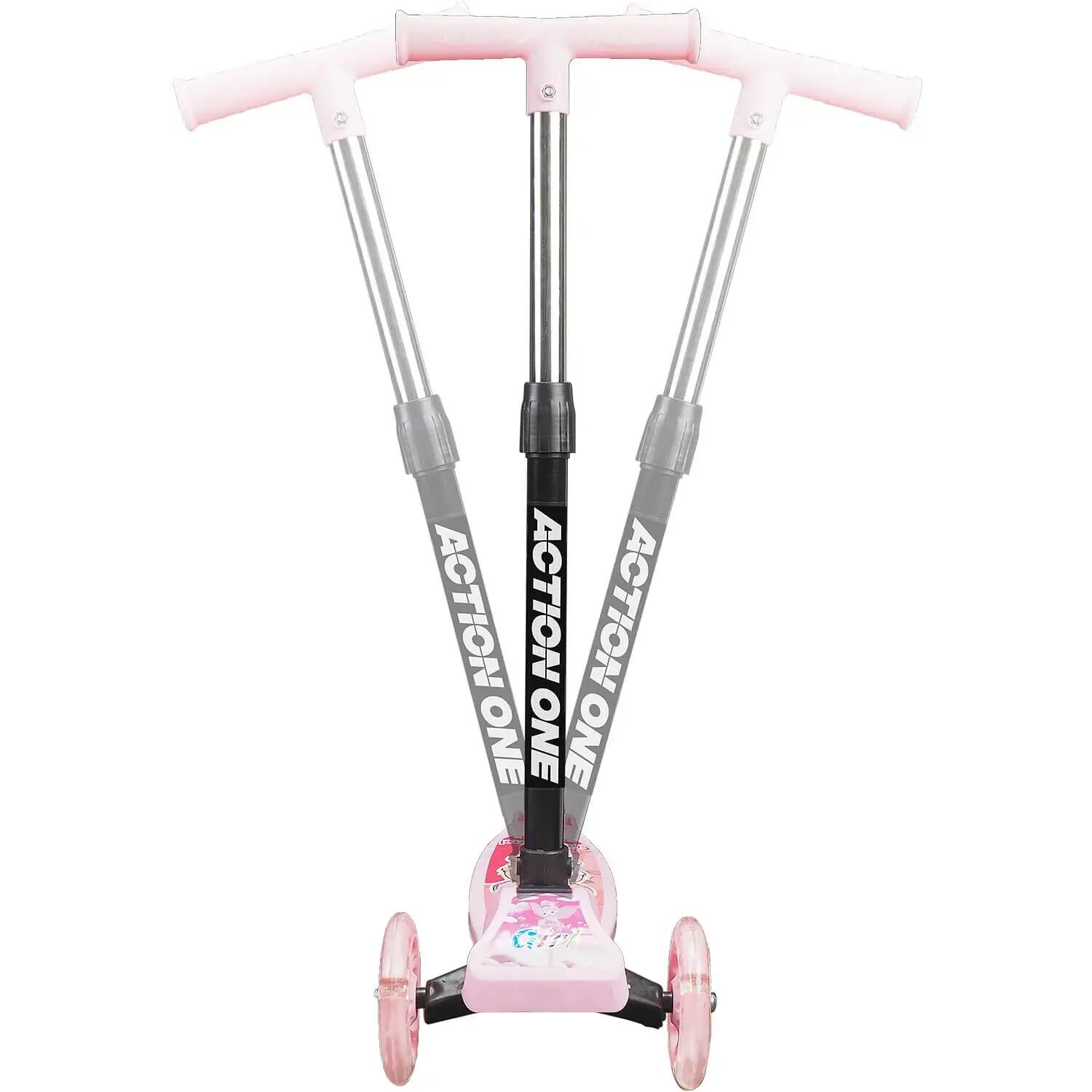 Trotineta Funride cu roti luminoase, roz 5/8