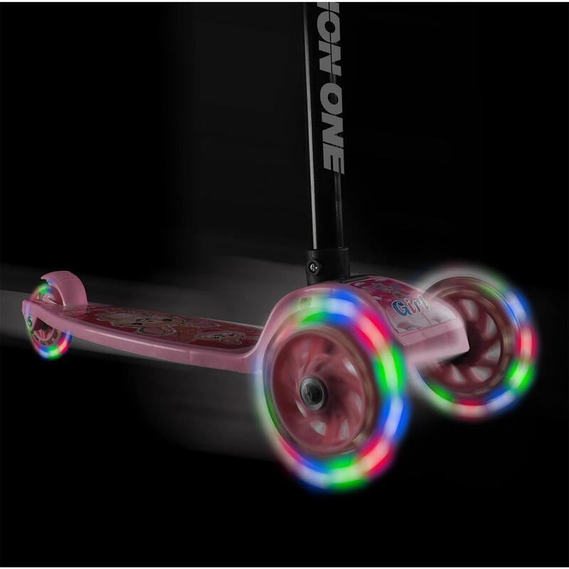 Trotineta Funride cu roti luminoase, roz
