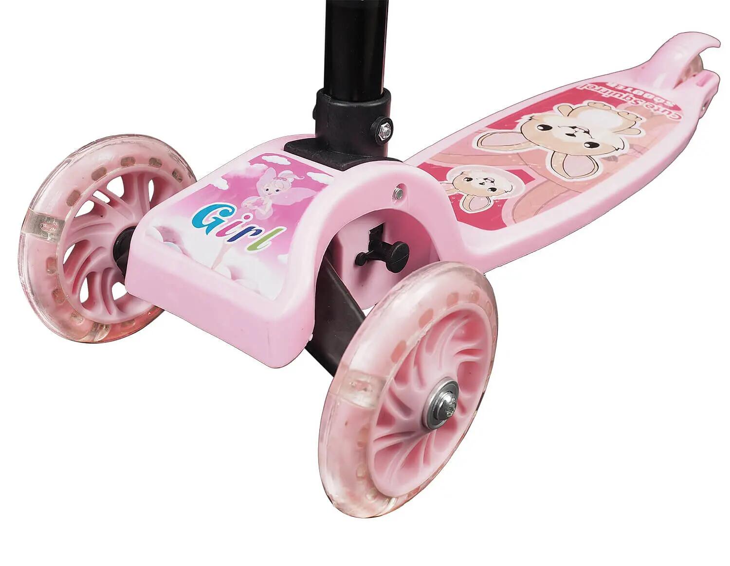 Trotineta Funride cu roti luminoase, roz 6/8