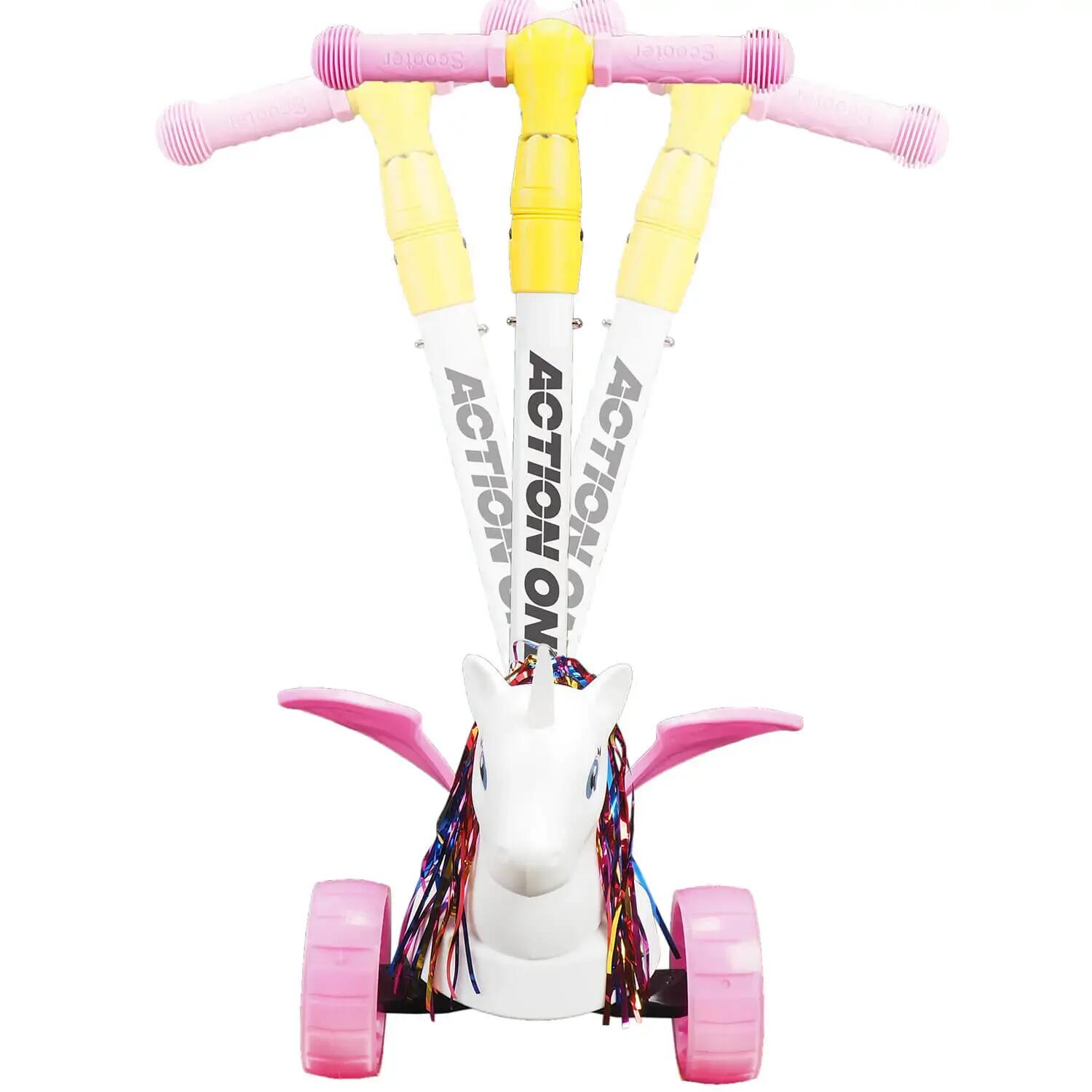 Flying Unicorn robogó fényes és széles kerekekkel, rózsaszínű 6/7