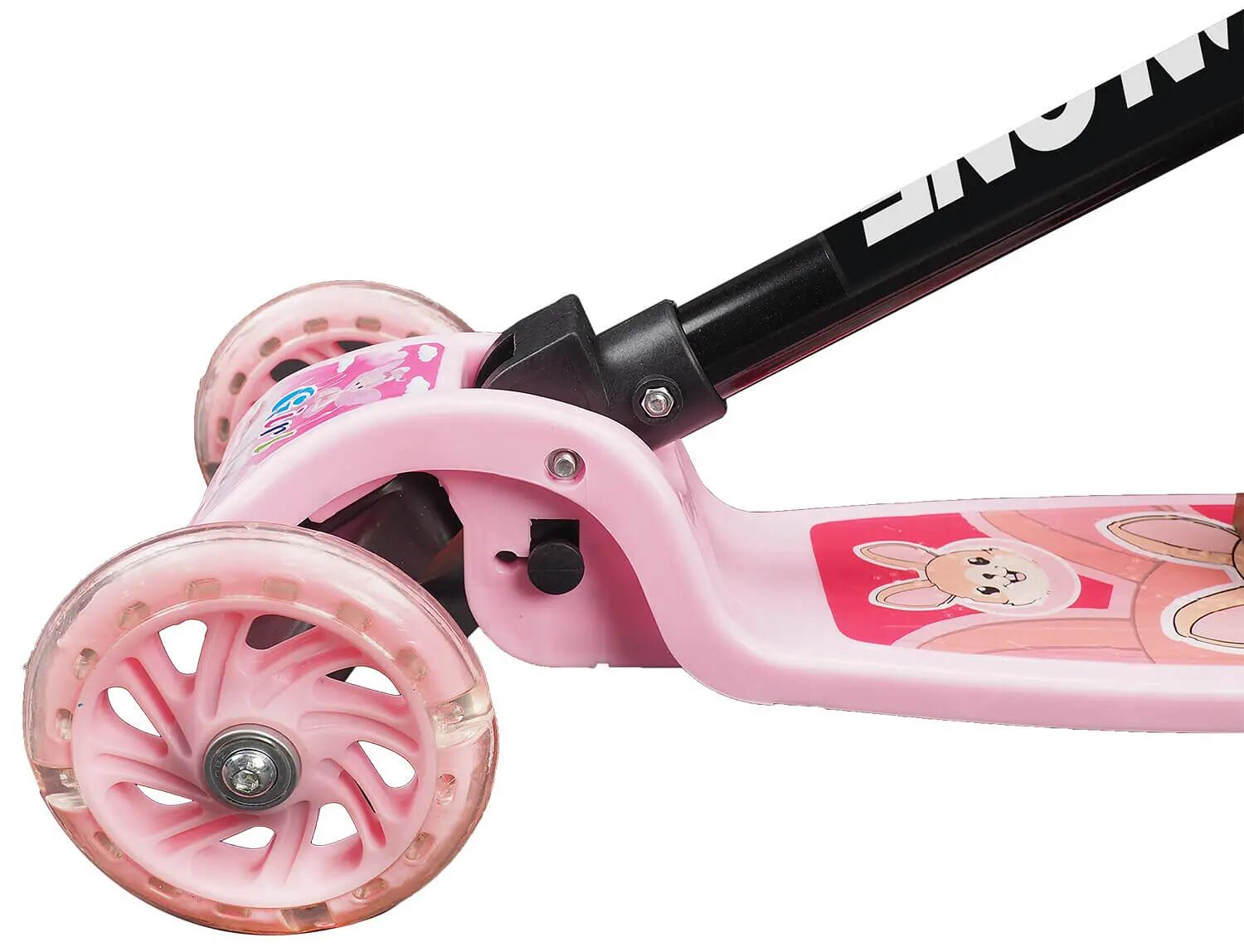Trotineta Funride cu roti luminoase, roz 7/8