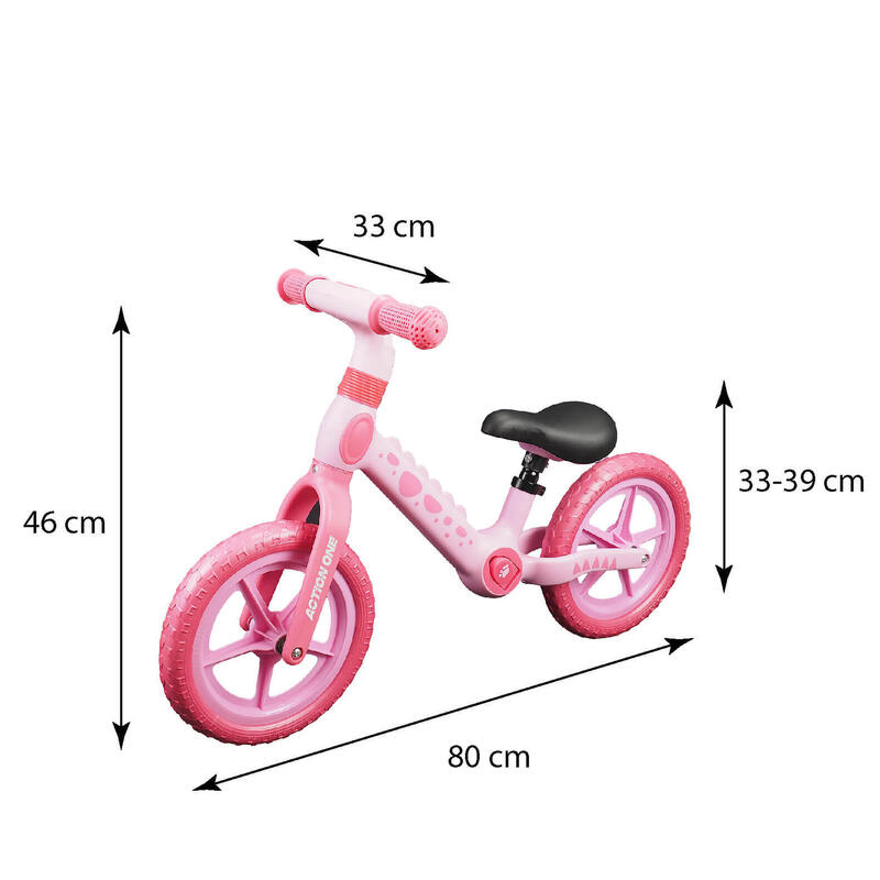 Bicicleta fara pedale pentru copii 2-5 ani Spiky, 12 inch, roz