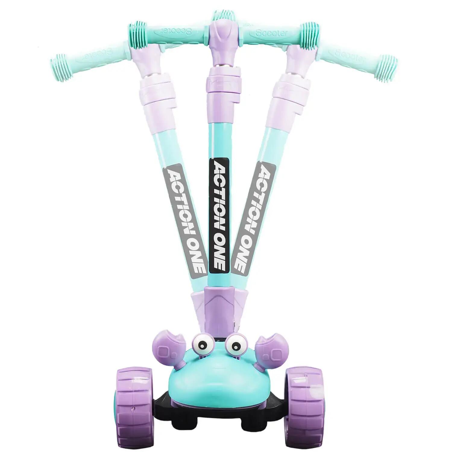 Trotineta Happy Crab cu platforma si roti luminoase, blue 4/7