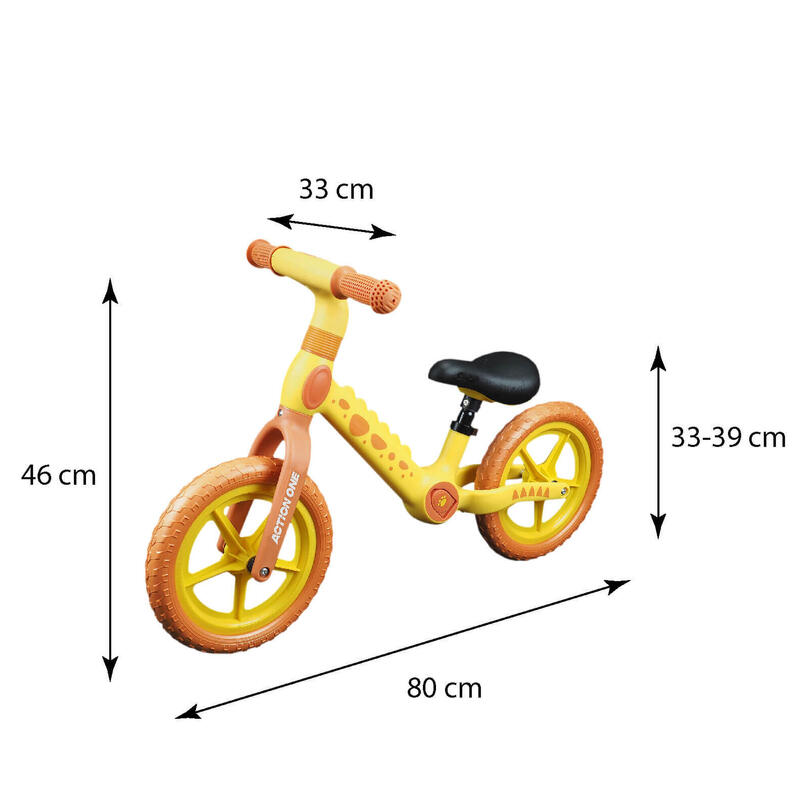 Bicicleta fara pedale pentru copii 2-5 ani Spiky, 12 inch, portocaliu