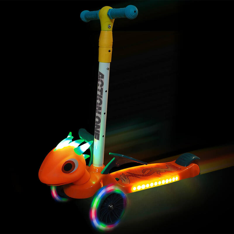 Trotineta Flying Dragon cu roti luminoase si late, orange