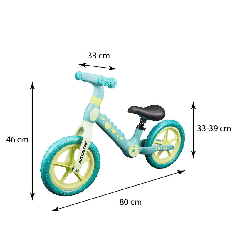 Bicicleta fara pedale pentru copii 2-5 ani Spiky, 12 inch, verde