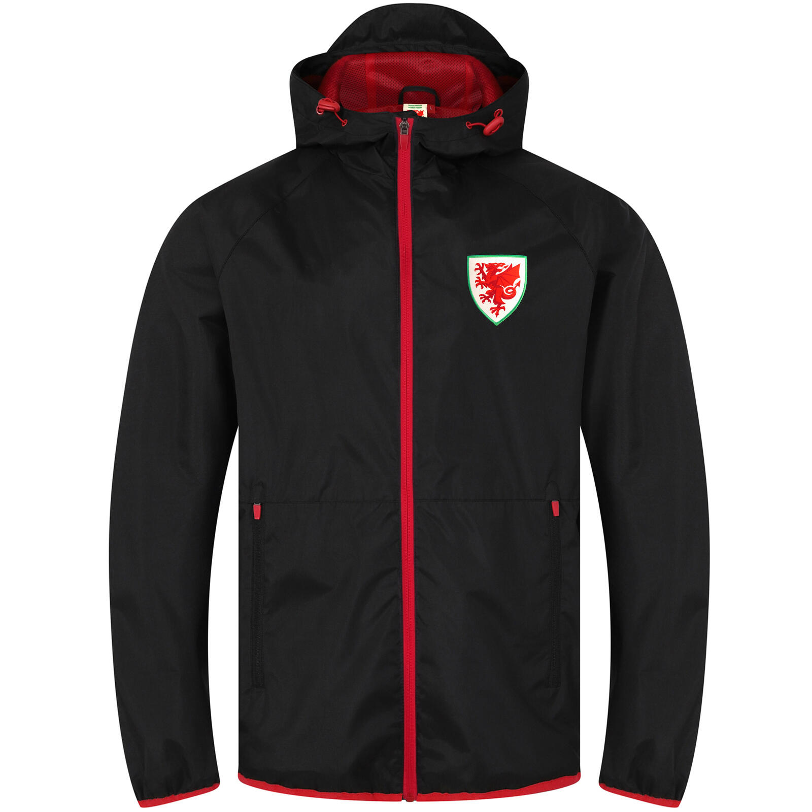 FA WALES Wales Cymru Mens Jacket Shower Peaked Hood Windbreaker FAW OFFICIAL Gift