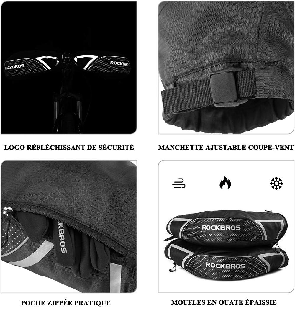 Manchons de Guidon Hiver Coupe-vent Imperméable Réfléchissant VTT Vélo 4/7