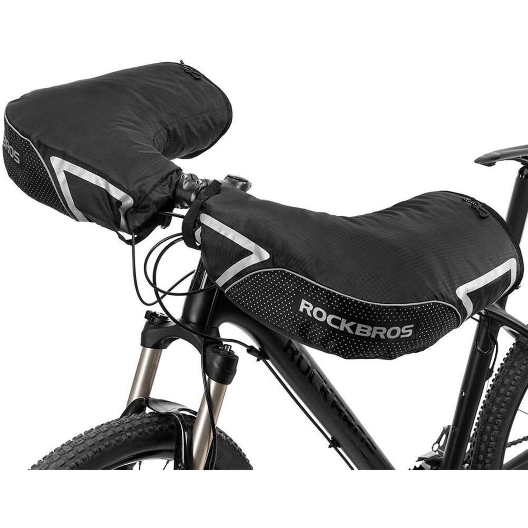 Rockbros - Manchons De Guidon Hiver Coupe-vent Imperméable Réfléchissant Vtt Vélo - Gants - Noir - Taille Unique - Decathlon