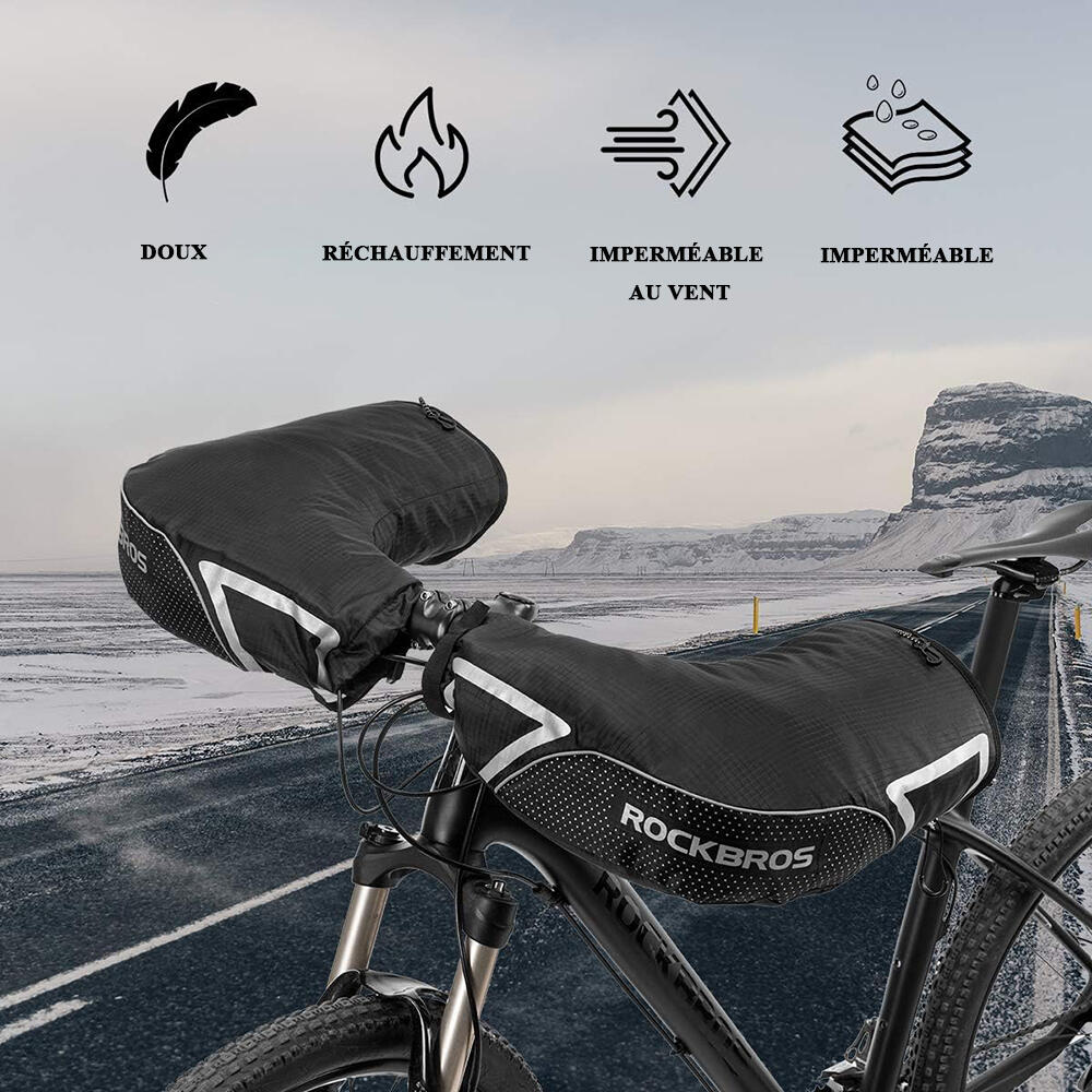 Manchons de Guidon Hiver Coupe-vent Imperméable Réfléchissant VTT Vélo 3/7