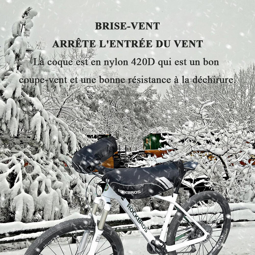 Manchons de Guidon Hiver Coupe-vent Imperméable Réfléchissant VTT Vélo 3/7