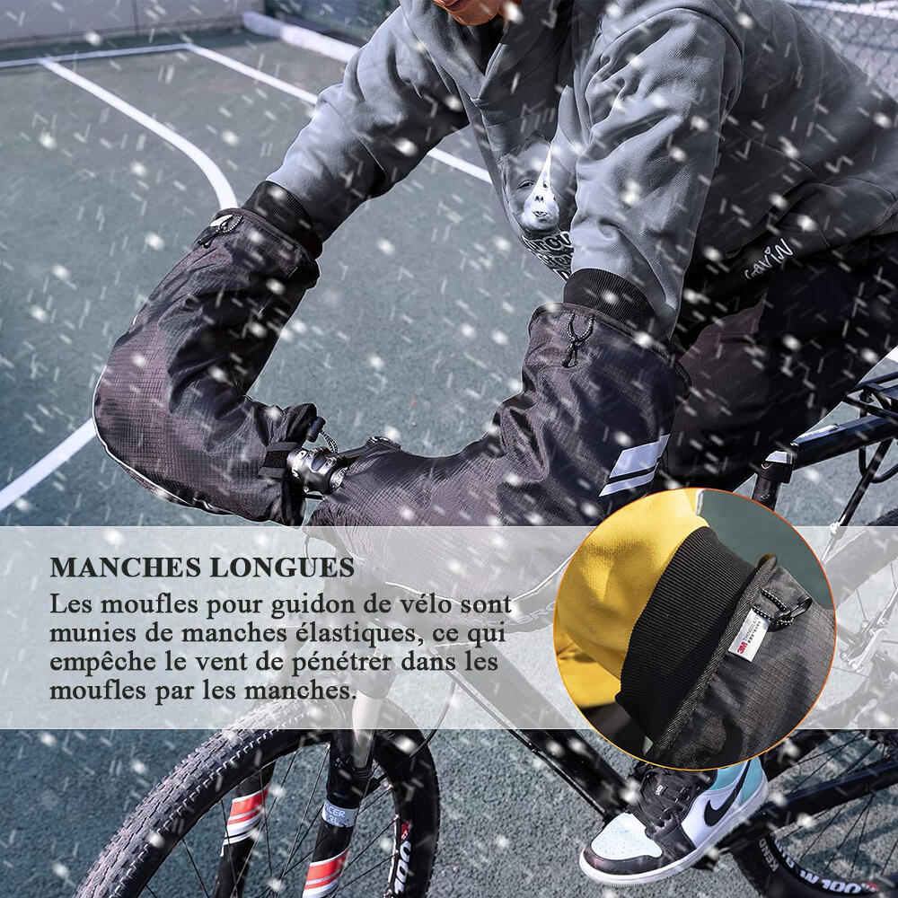 Manchons de Guidon Hiver Coupe-vent Imperméable Réfléchissant VTT Vélo 5/7