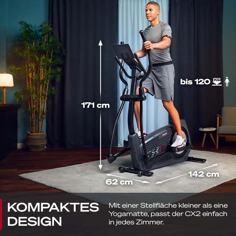 CX2 Crosstrainer für Zuhause - 27 kg Schwungmasse - Kompatibel mit Pulsgurt