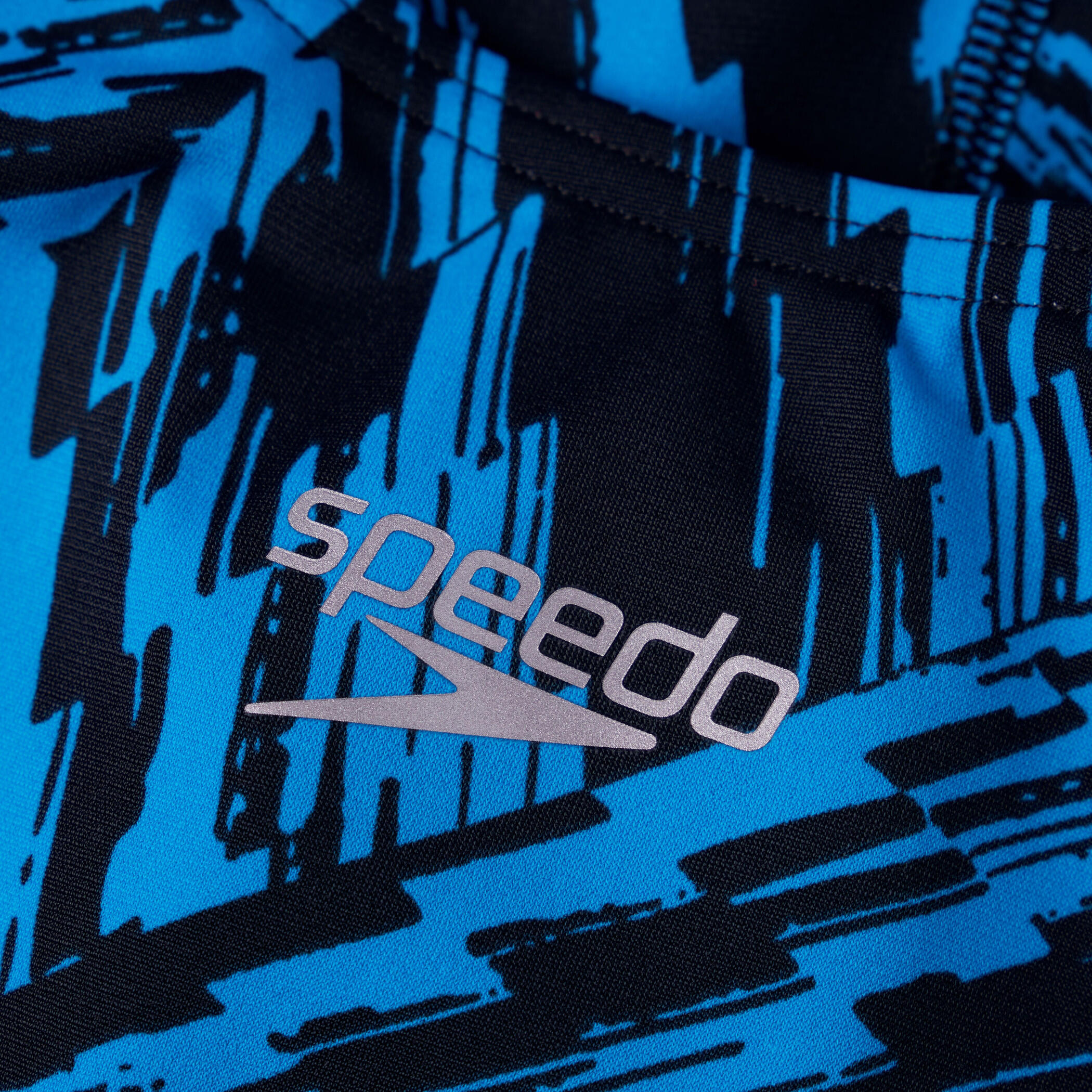 Speedo Allover Fixed Crossback Swimsuit - Black/ Pool 6/7