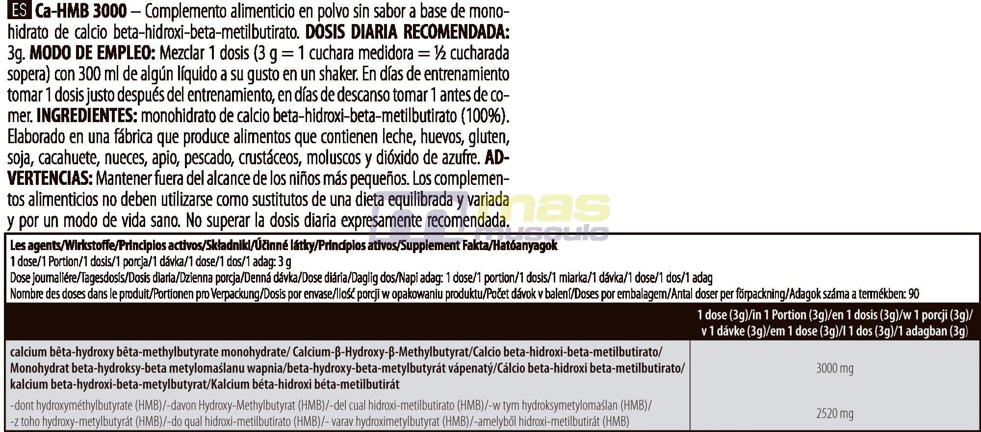 Aminoacidos Ca - Hmb 3000 200 Gr  - Biotech USA 4/4