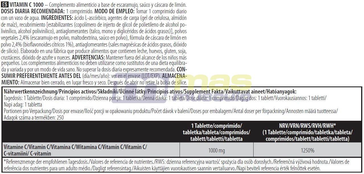 Vitamin C 1000 Bioflavonoide – 250 Tabletten Biotech USA 6/6