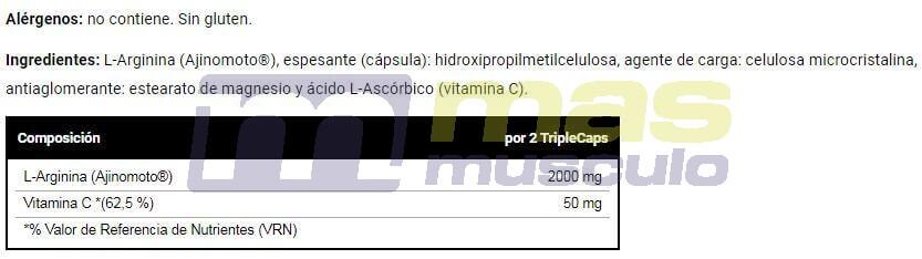 L-arginine 2000 - 100 triplecaps de VitoBest 4/4