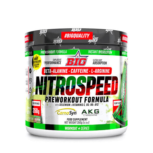 BIG Nitro Speed Pré-treino 350 g Exclusivo Online      39,99€  Preço por quantidade 114,26€kg BIG BIG Nitro Speed Pré-treino 350 gVendido e expedido por: FitnessZone    