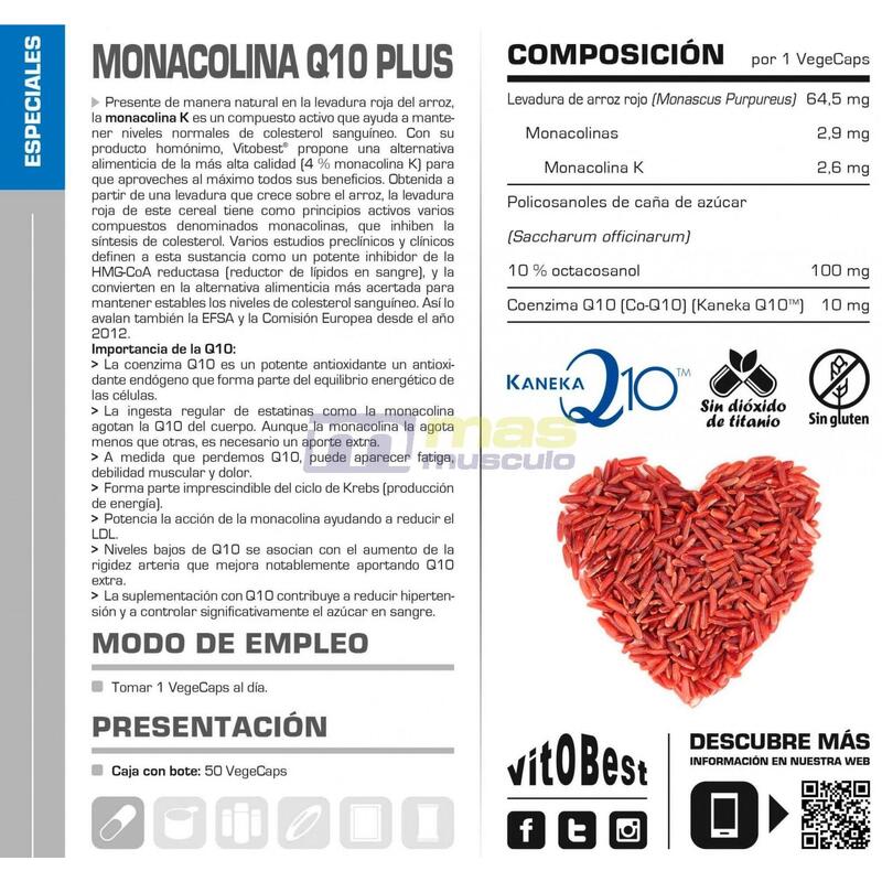 Vitaminas Monacolina Q-10 Plus 50 Caps  - Vitobest