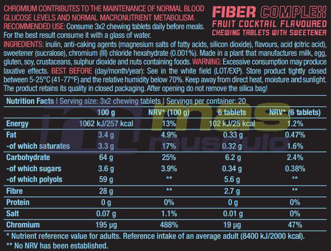 BioTechUSA Fiber Complex - Fibra Masticable 120 tabs 5/5
