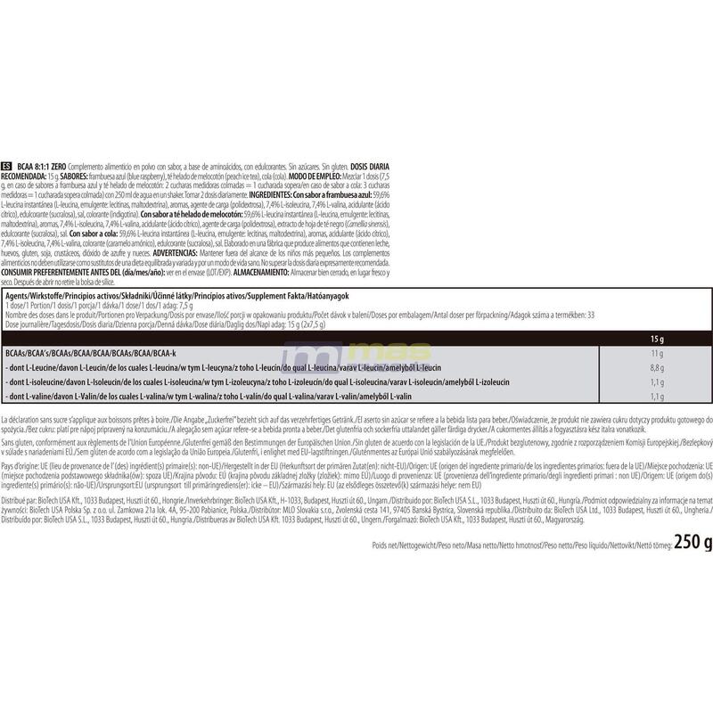 BCAA | BCAA 8:1:1 ZERO (250G) | Chá gelado de pêssego