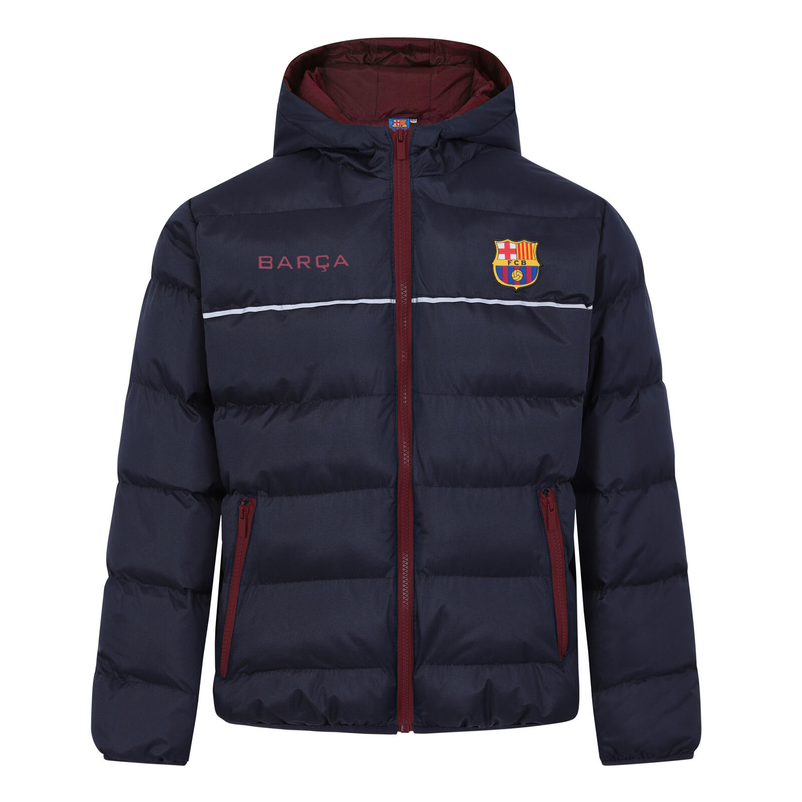 FC BARCELONA FC Barcelona Boys Jacket Hooded Winter Quilted Kids Official Football Gift