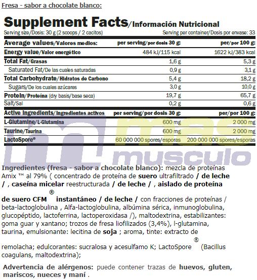 Gourmet protein - 1000g Fraise Chocolat Blanc de Amix Nutrition 3/3